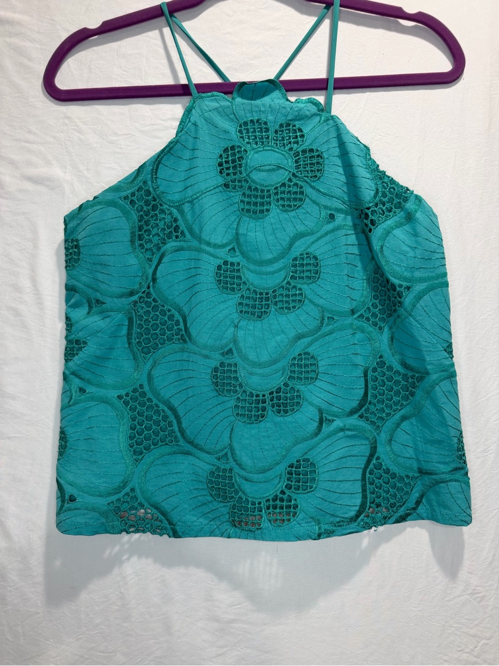 Corey Lynn Calter Teal Lace Halter Cami